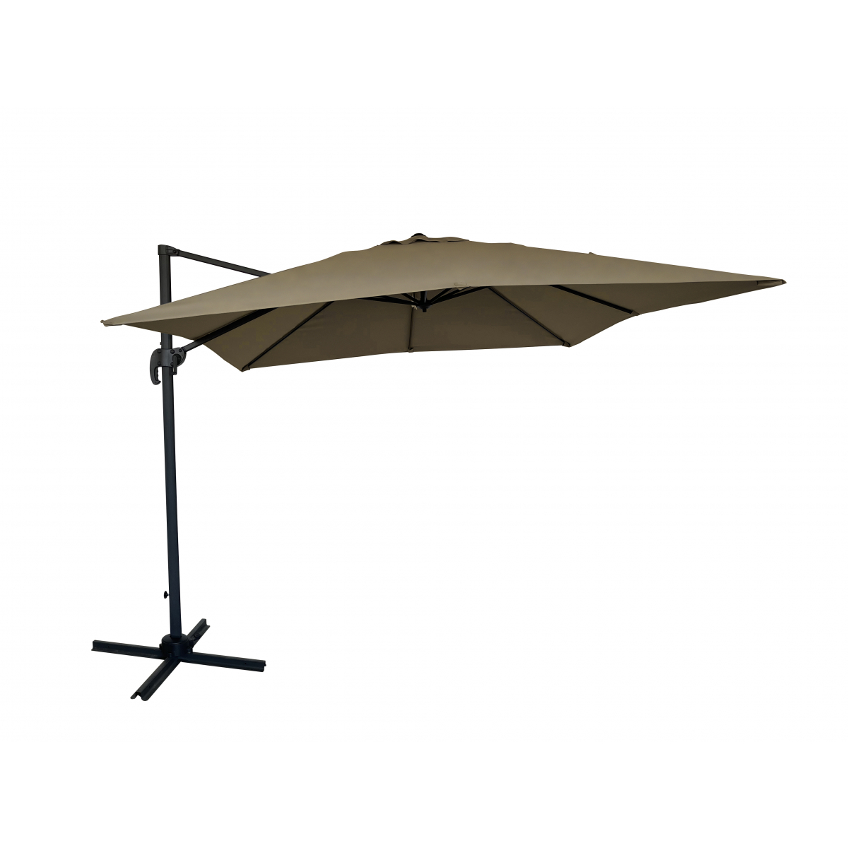 Parasol Décentré Rond Marron 3x3M - Aluminium