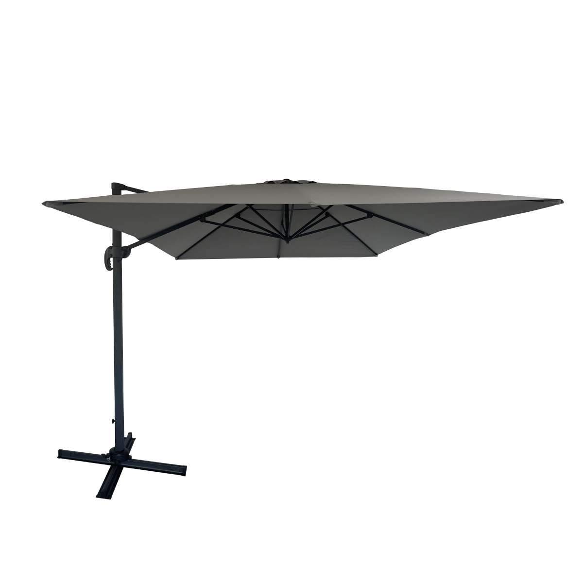 Parasol Décentré Rond Gris Anthracite 3x4m - Aluminium