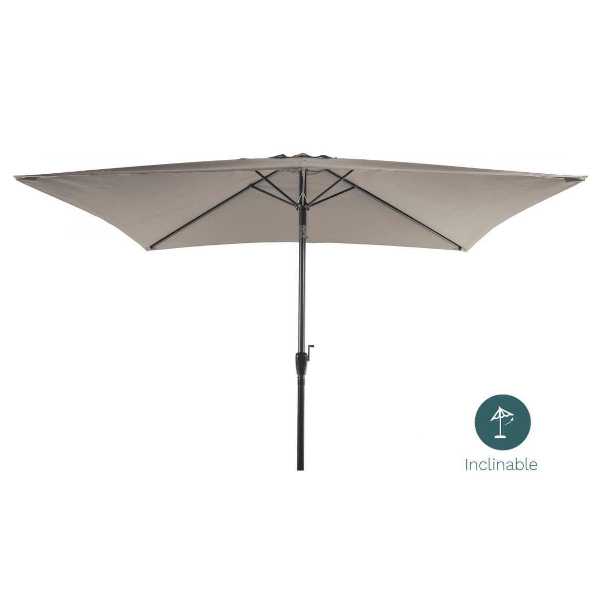 Parasol Rectangulaire Inclinable Grège 2x3m 38mm - Aluminium