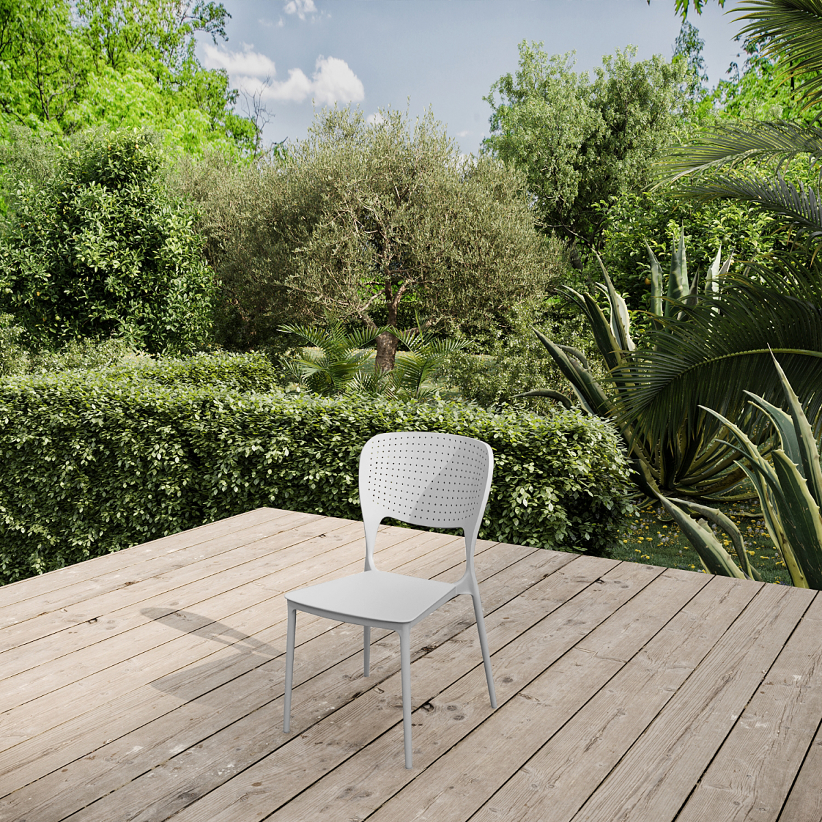 Chaise de jardin ajourée en plastique facile d'entretien