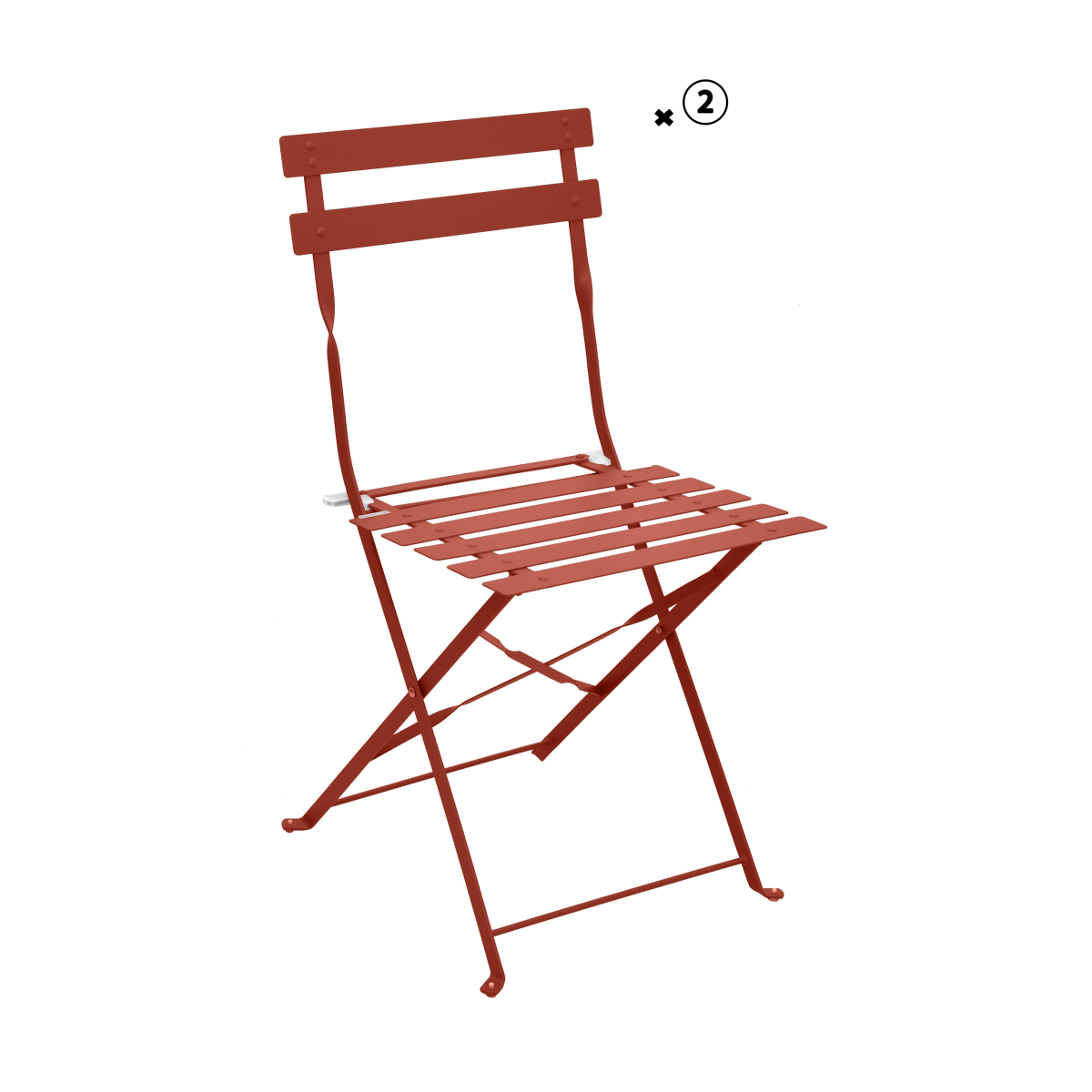 Lot de 2 chaises Pliantes Terracotta "Merida" - Acier