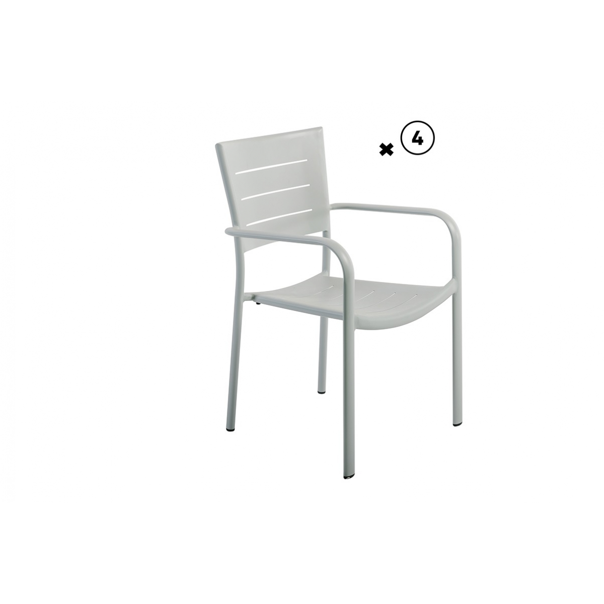 Lot De 4 Fauteuils Inari Gris Clair Empilable - Aluminium