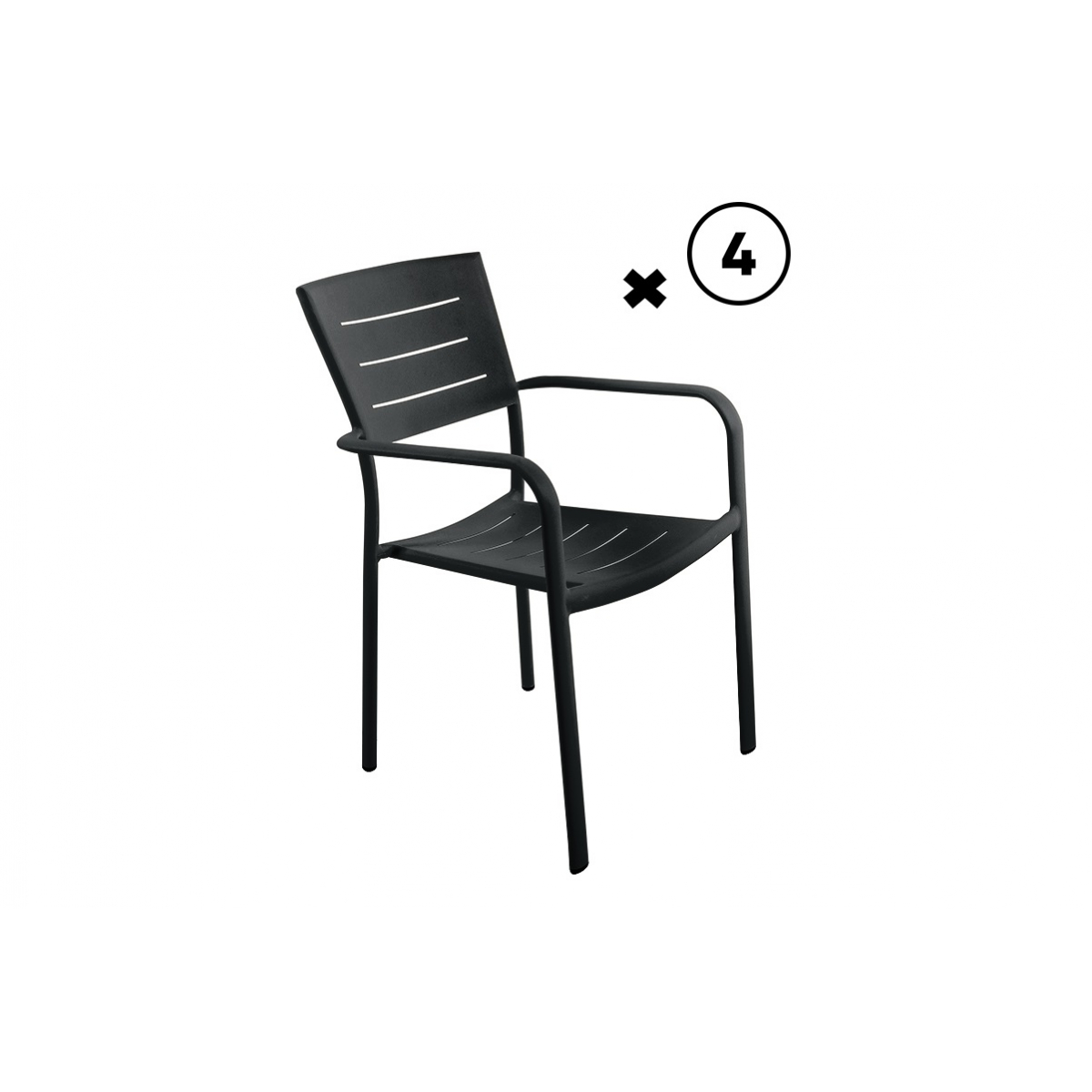 Lot De 4 Fauteuils Inari Carbone Empilable - Aluminium