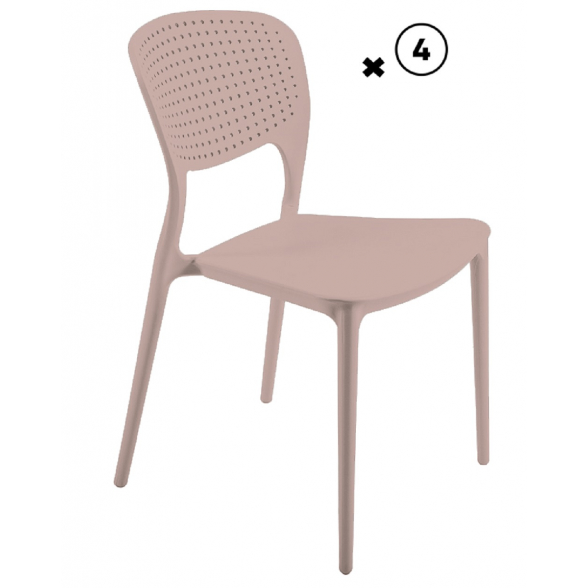 Lot De 4 Chaises "Kos" Ajourée Mastic - Polypropylène