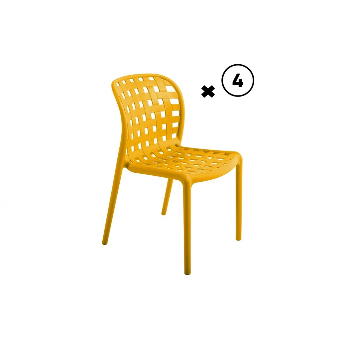 Lot De 4 Chaises "Corfou" Jaune Solaire - Polypropylène