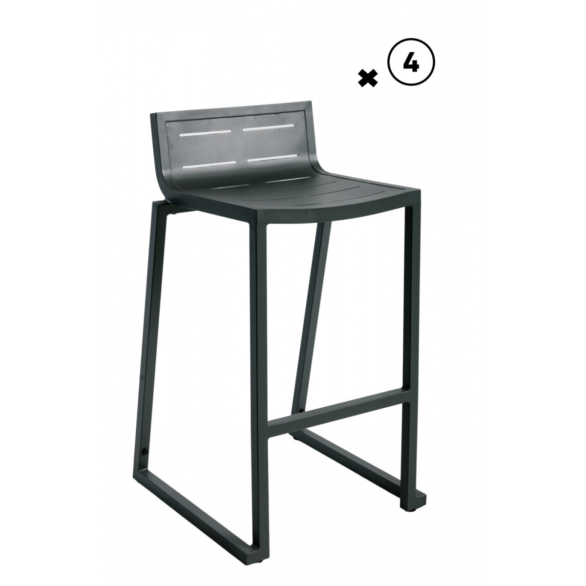 Lot de 4 tabourets de bar Inari Carbonne - Aluminium