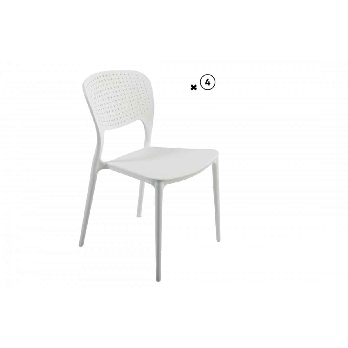 Lot De 4 Chaises "Kos" Ajourée Blanc - Polypropylène