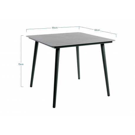 Table Carré 4 Personnes Aluminium 90X90 INARI CARBONE