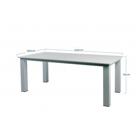 Table Rectangle Aluminium Gris Clair 7 Personnes